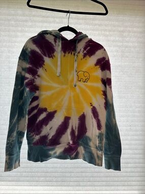 ivory ella Tie-Dye Pullover Hoodie in Yellow, Purple, Teal